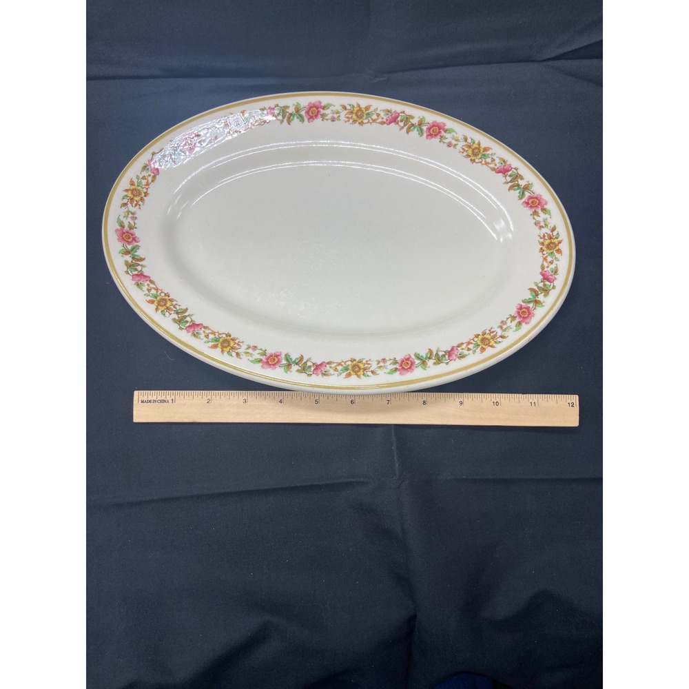 Vintage Shenango China Floral Oval Serving Platter 11.5" New Castle PA USA A6
